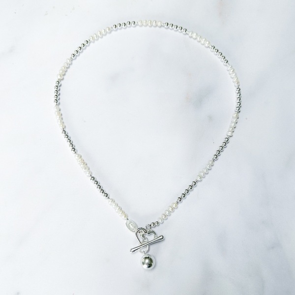 Orb & Tictac Pearl Drop Necklace