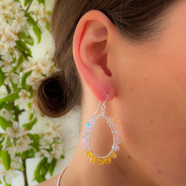 Opal Sunshine Beaded Teardrop Earrings 