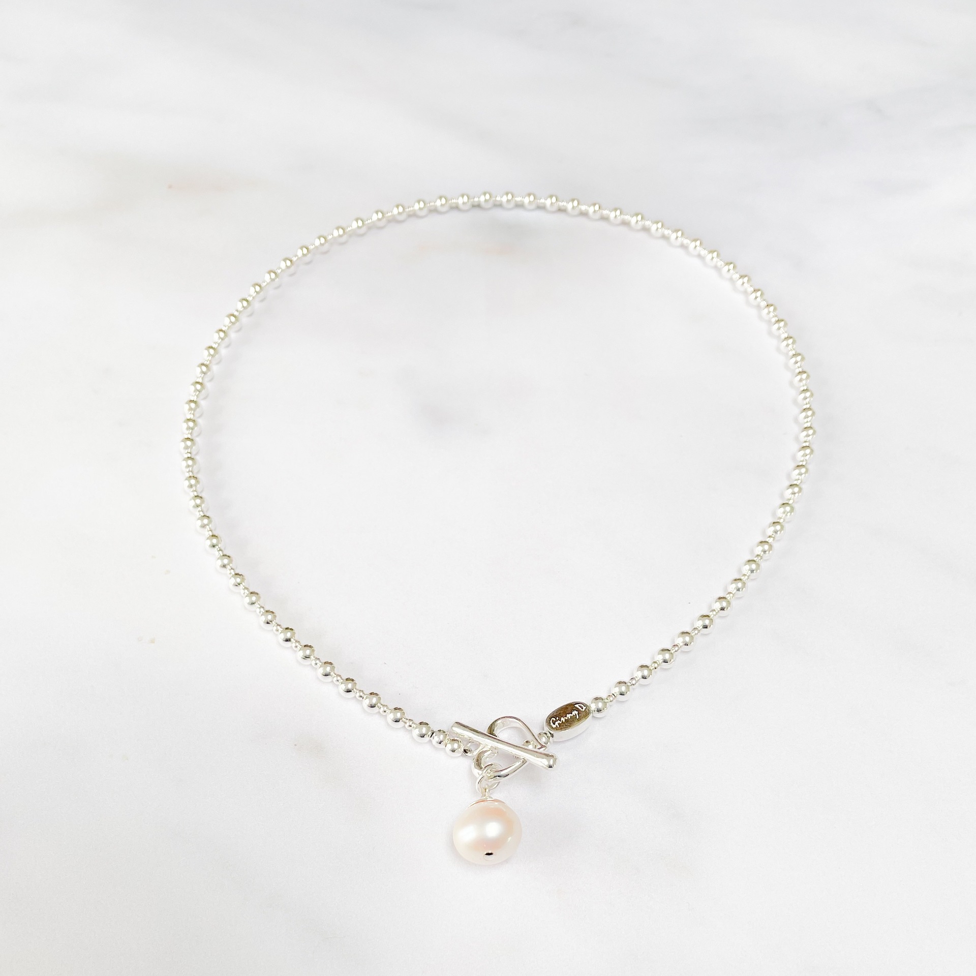 Mini Orb Drop Pearl Necklace 