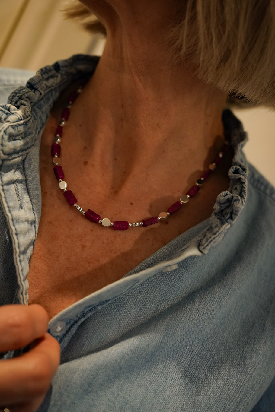 Ruby & Disc Necklace