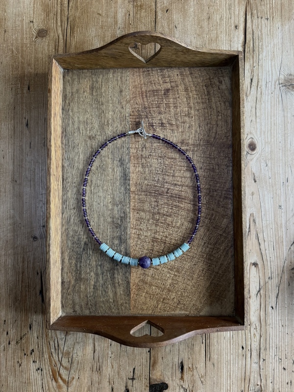 AMAZONITE  & AMETHYST SINGLE ORB NECKLACE