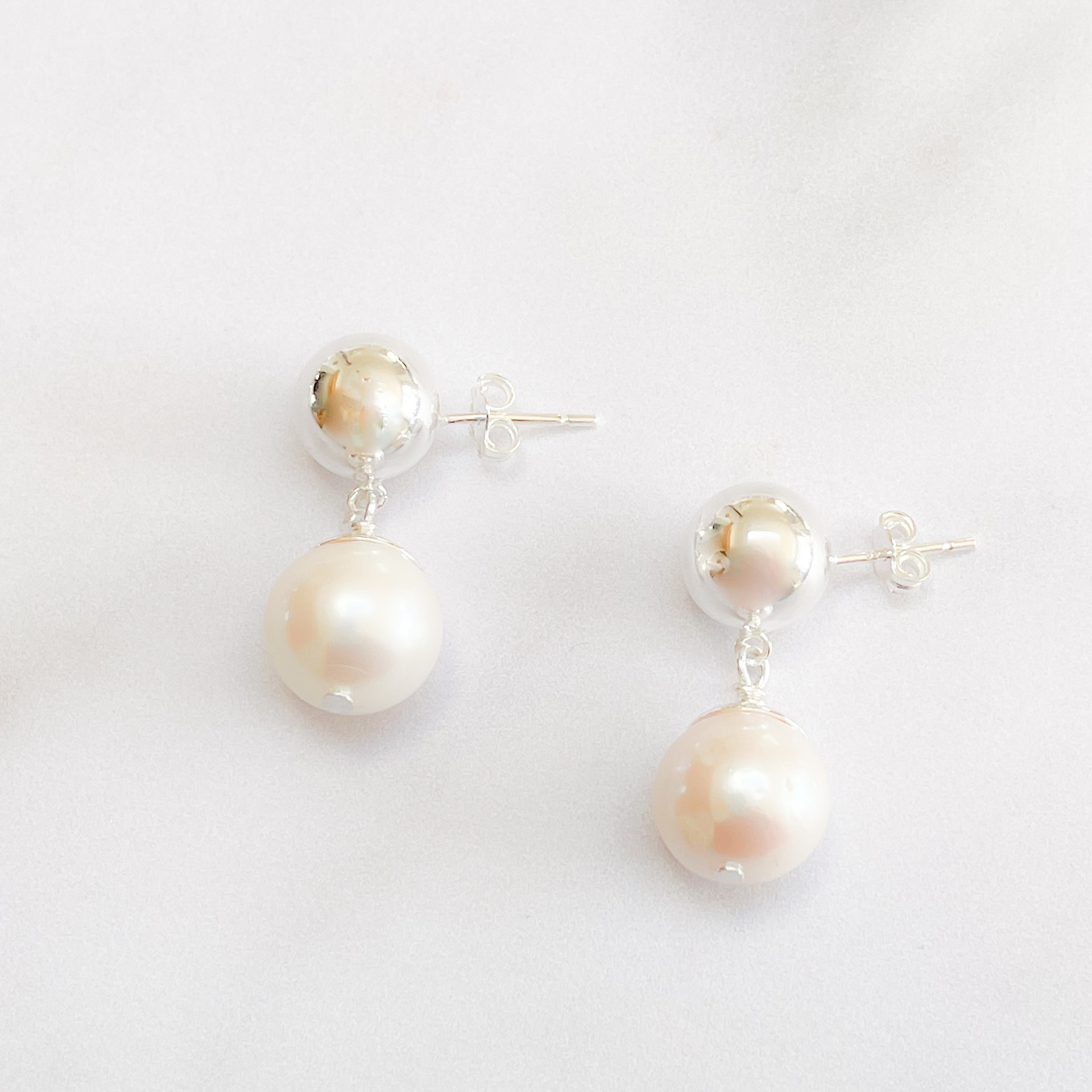 Silver & Pearl Double Drop Earrings 