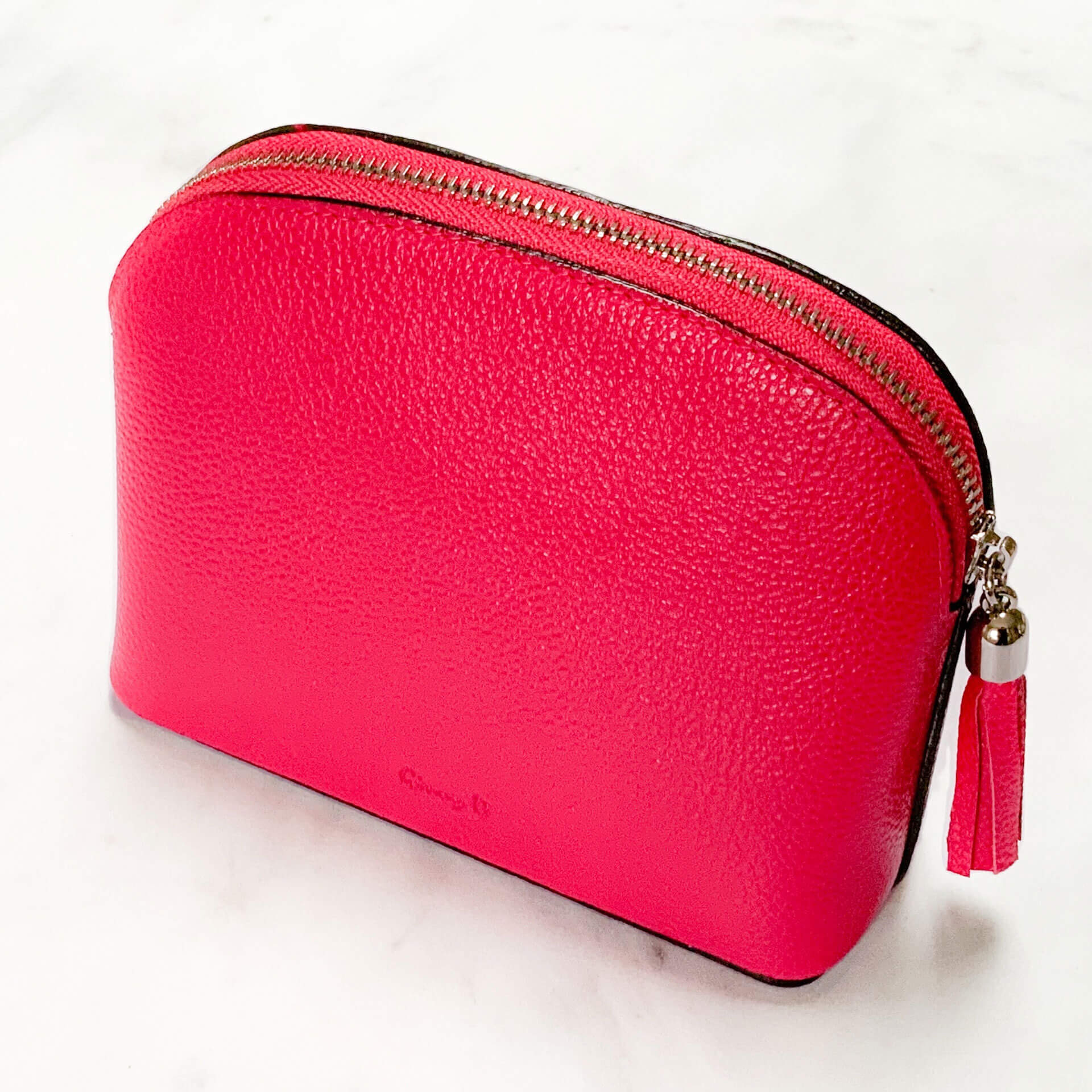 Pink Leather Cosmetic Bag