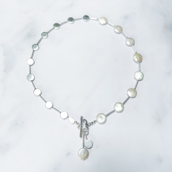Disc & Pearl Coin Necklace