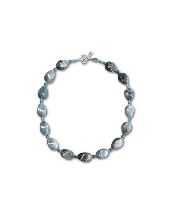 GREY & BLUE AGATE BOLD NECKLACE