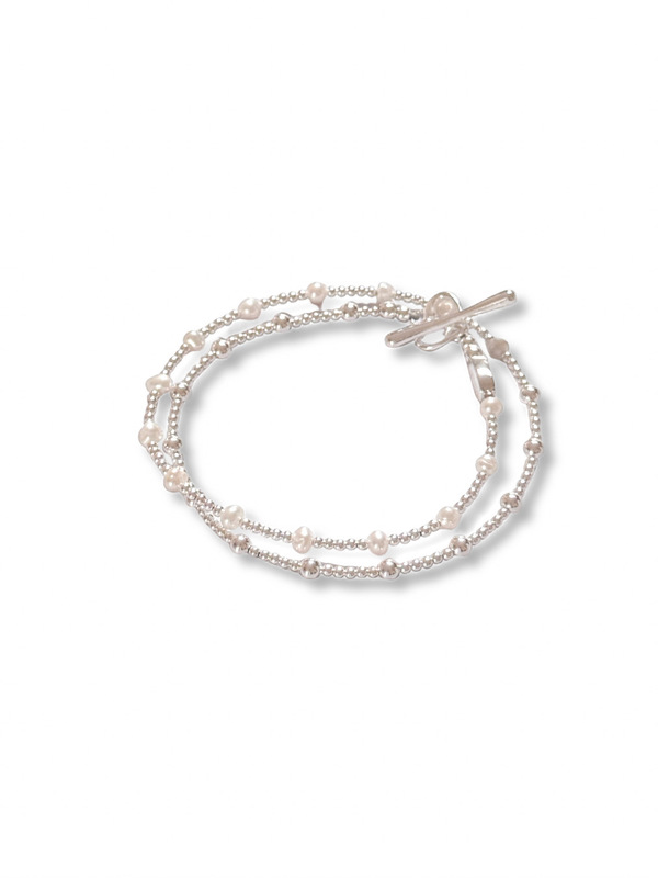DELICATE PEARL AND ORB WRAP BRACELET