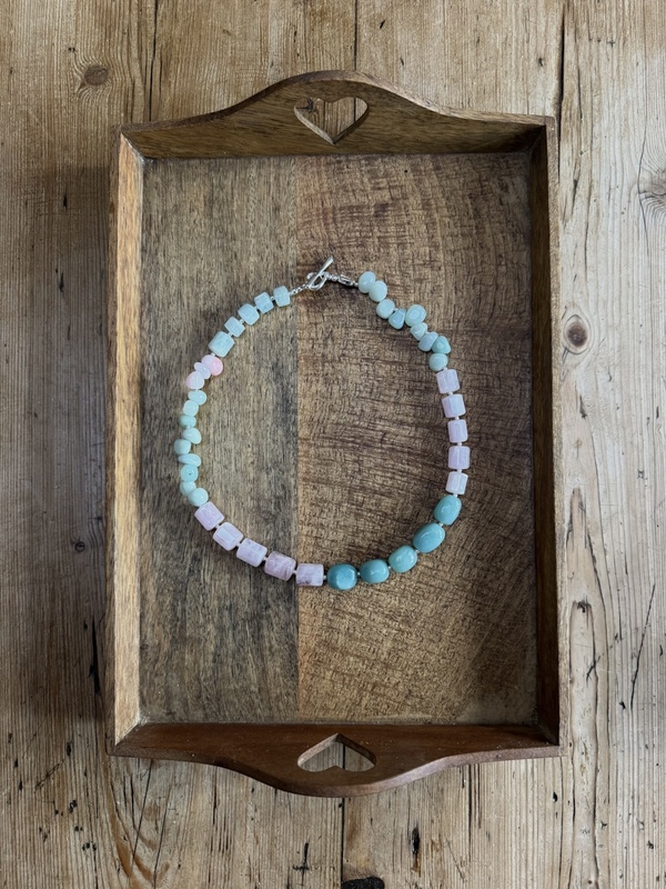 ROSE QUARTZ, PINK OPAL & AMAZONITE NECKLACE