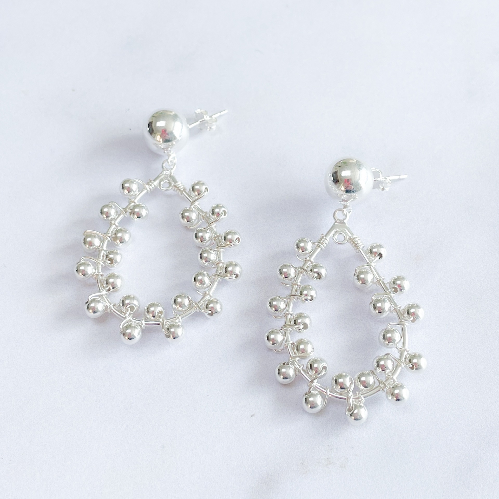 Silver Beaded Teardrop Earrings | Pink Panache Silver Beaded Earrings