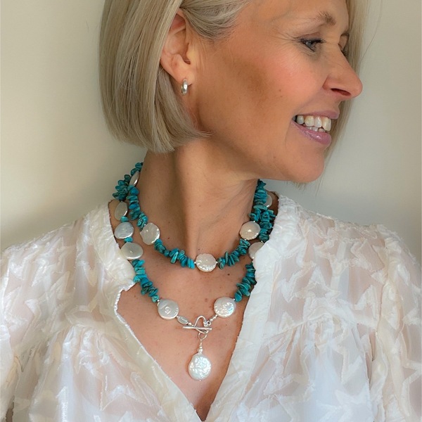 Turquoise & Pearl ‘One of a Kind’ Long Necklace