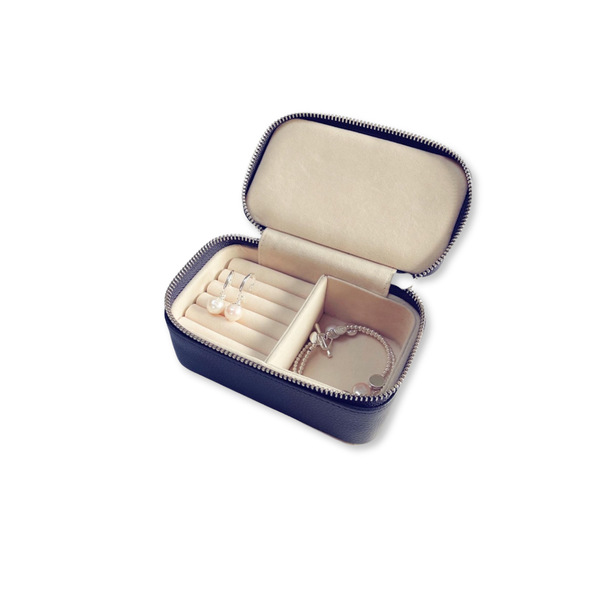 Navy Leather Jewellery Case