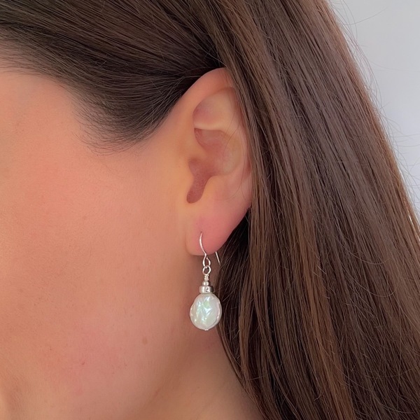 Pearl Coin Drop Earrings 