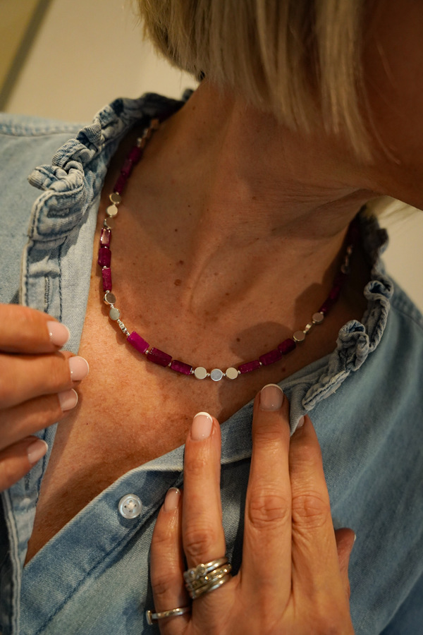 Ruby Triple Disc Necklace
