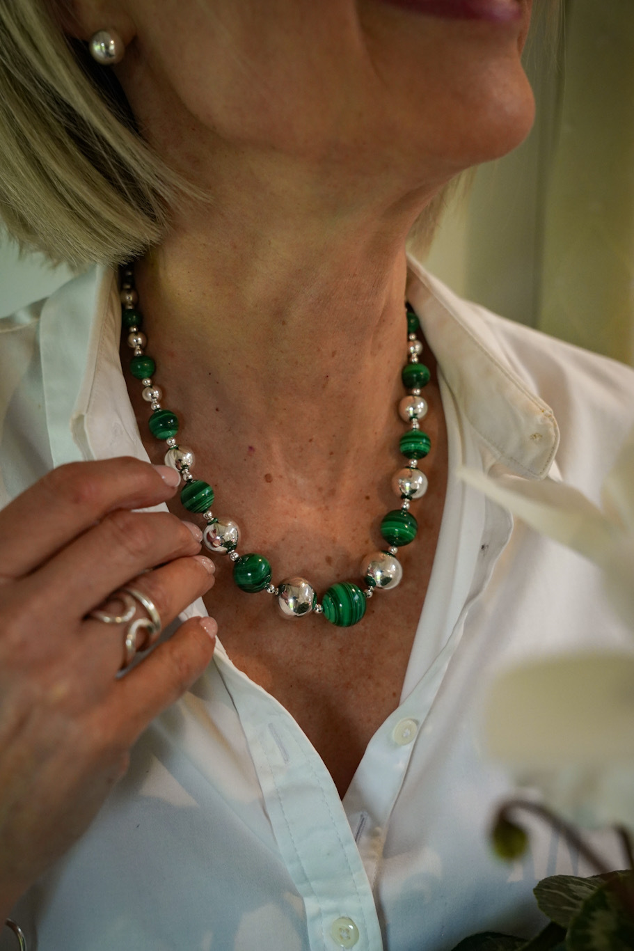 Vibrant Banded Malachite Necklace