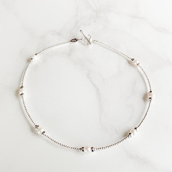 Pearl Spaced Skinny Necklace
