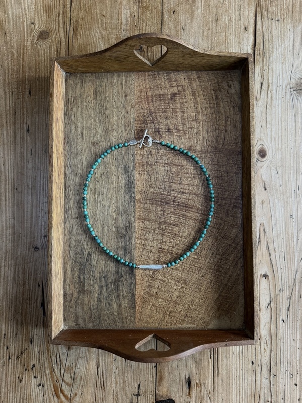 TURQUOISE & BIWA PEARL BEADED NECKLACE