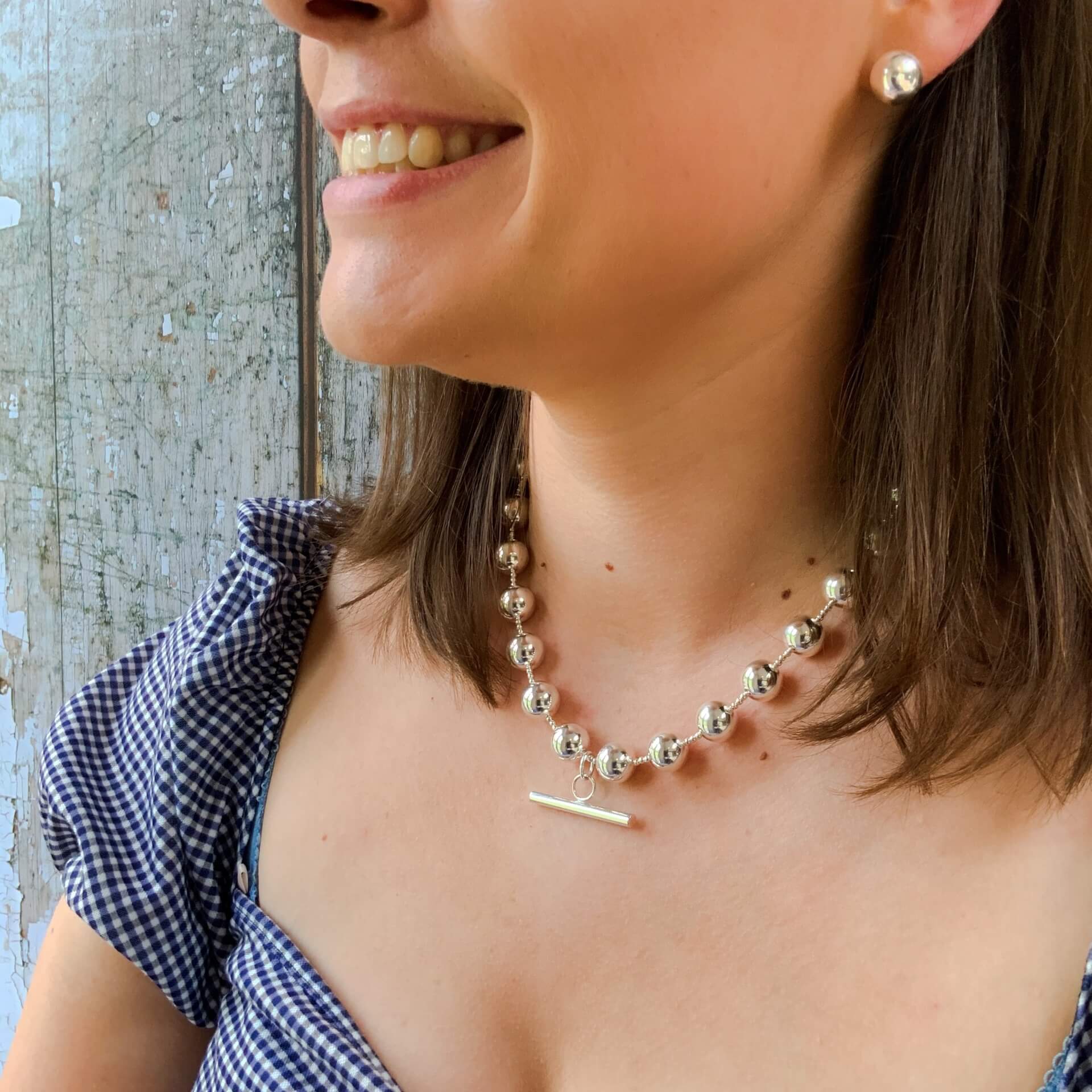 Large Orb Spacer T Drop Necklace Necklaces Ginny D, Handmade