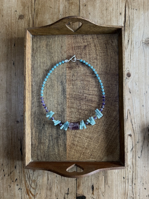 AMETHYST & AMAZONITE CHUNKY NECKLACE