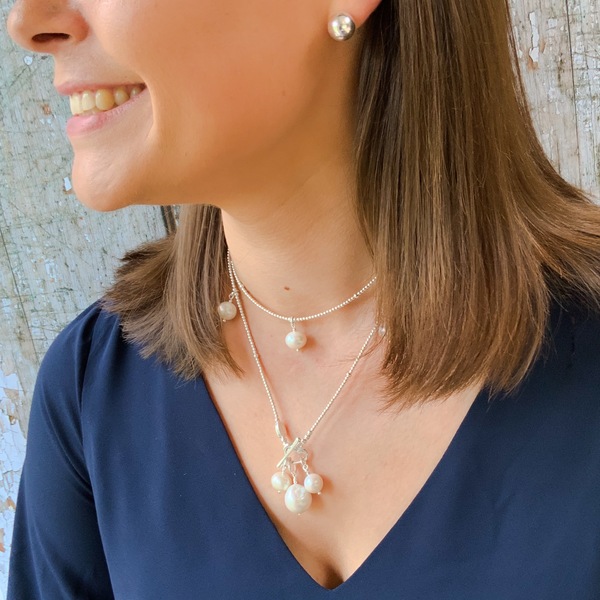 Multi Pearl Bobble Lariat