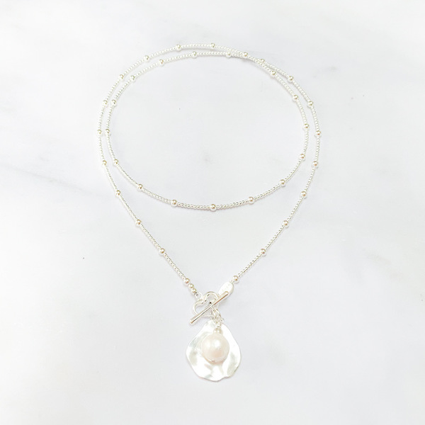 Mini Orb Long Hammered Necklace