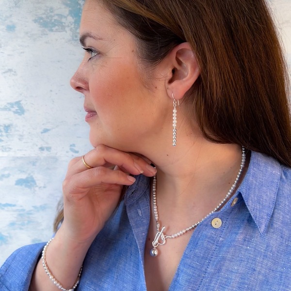 STELLA Freshwater Pearl Drop Necklace Gold - Lulu + Belle Jewellery