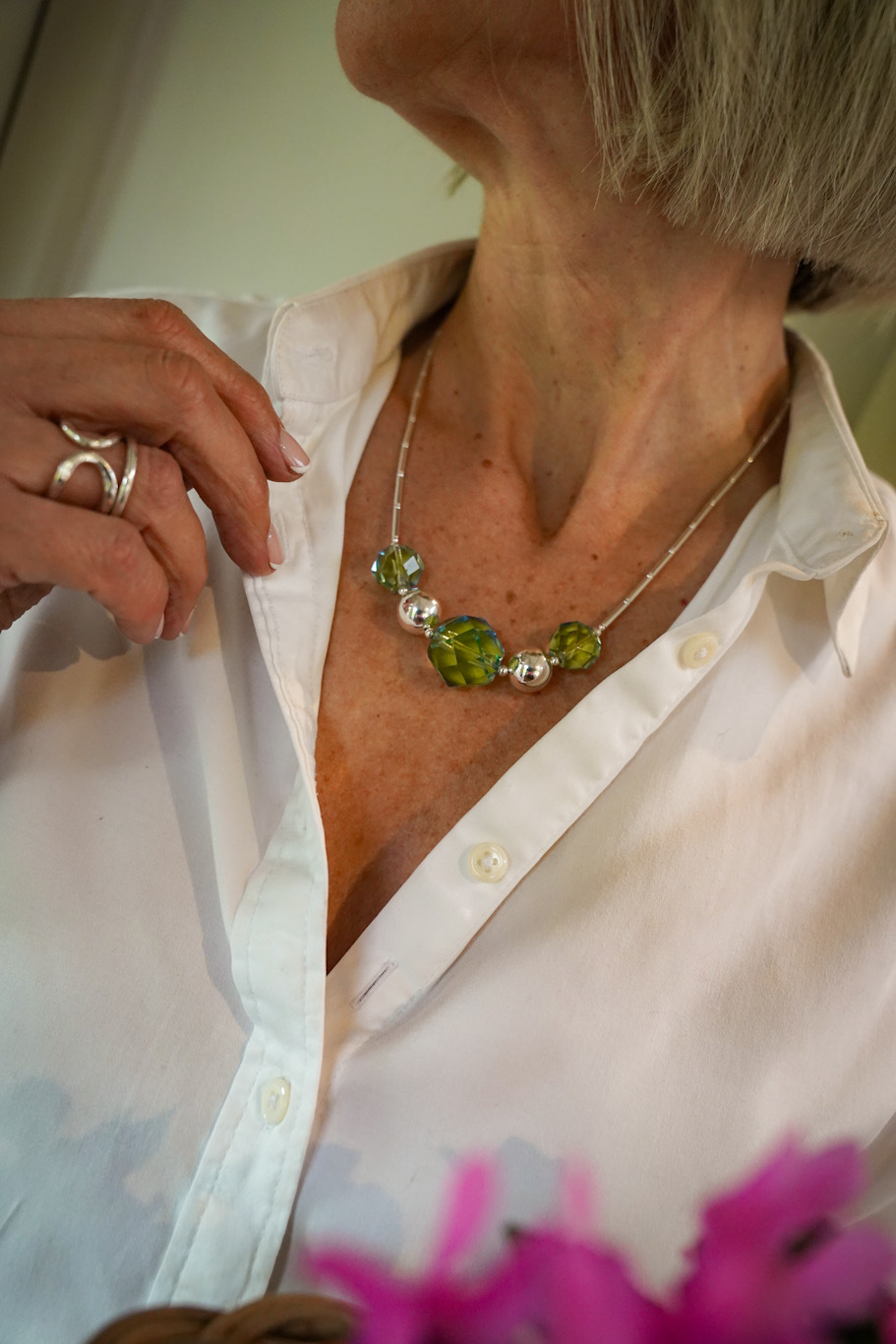 Vintage Two Tone Sleek Necklace 