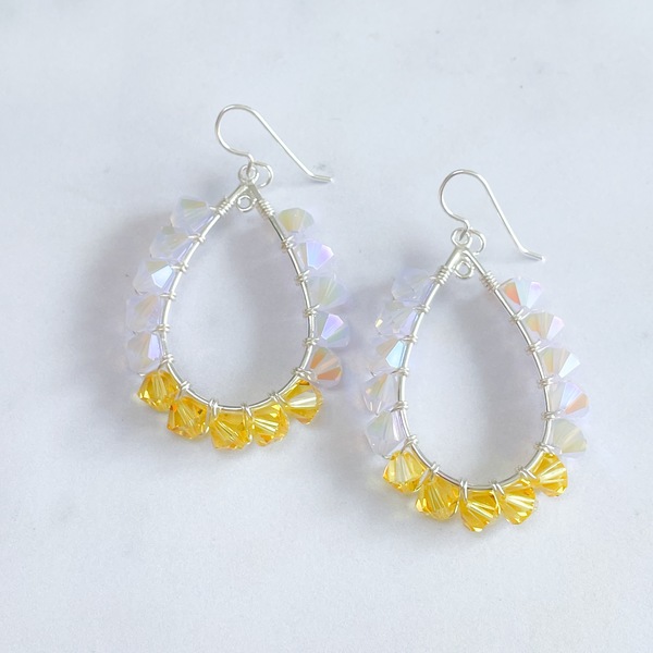 Opal Sunshine Beaded Teardrop Earrings 