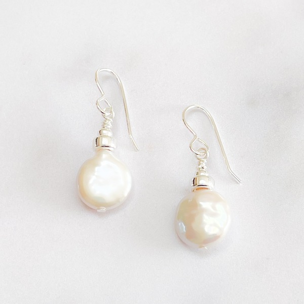 Pearl Coin Drop Earrings