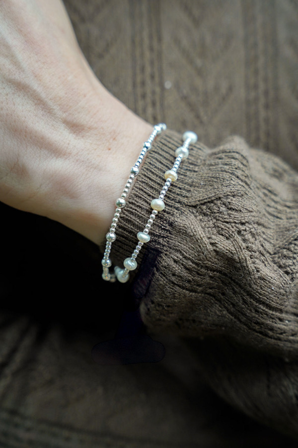 DELICATE PEARL AND ORB WRAP BRACELET
