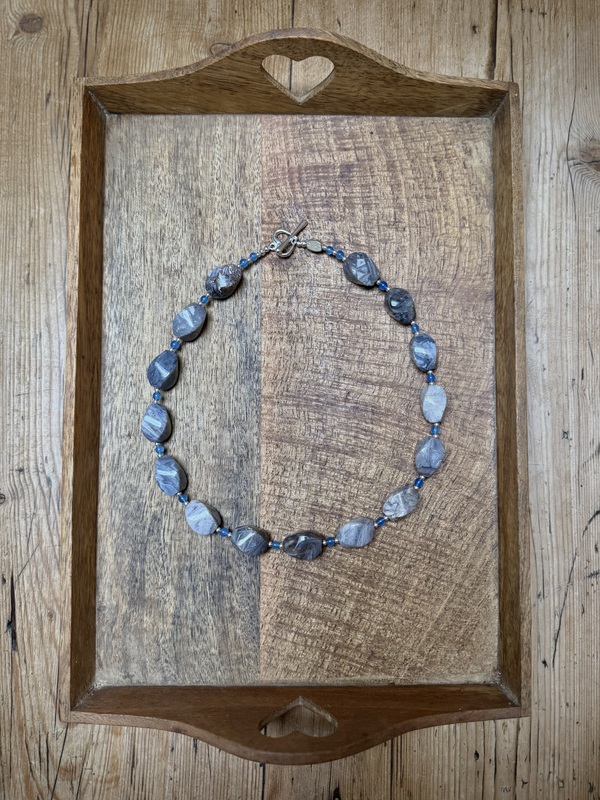 GREY & BLUE AGATE BOLD NECKLACE