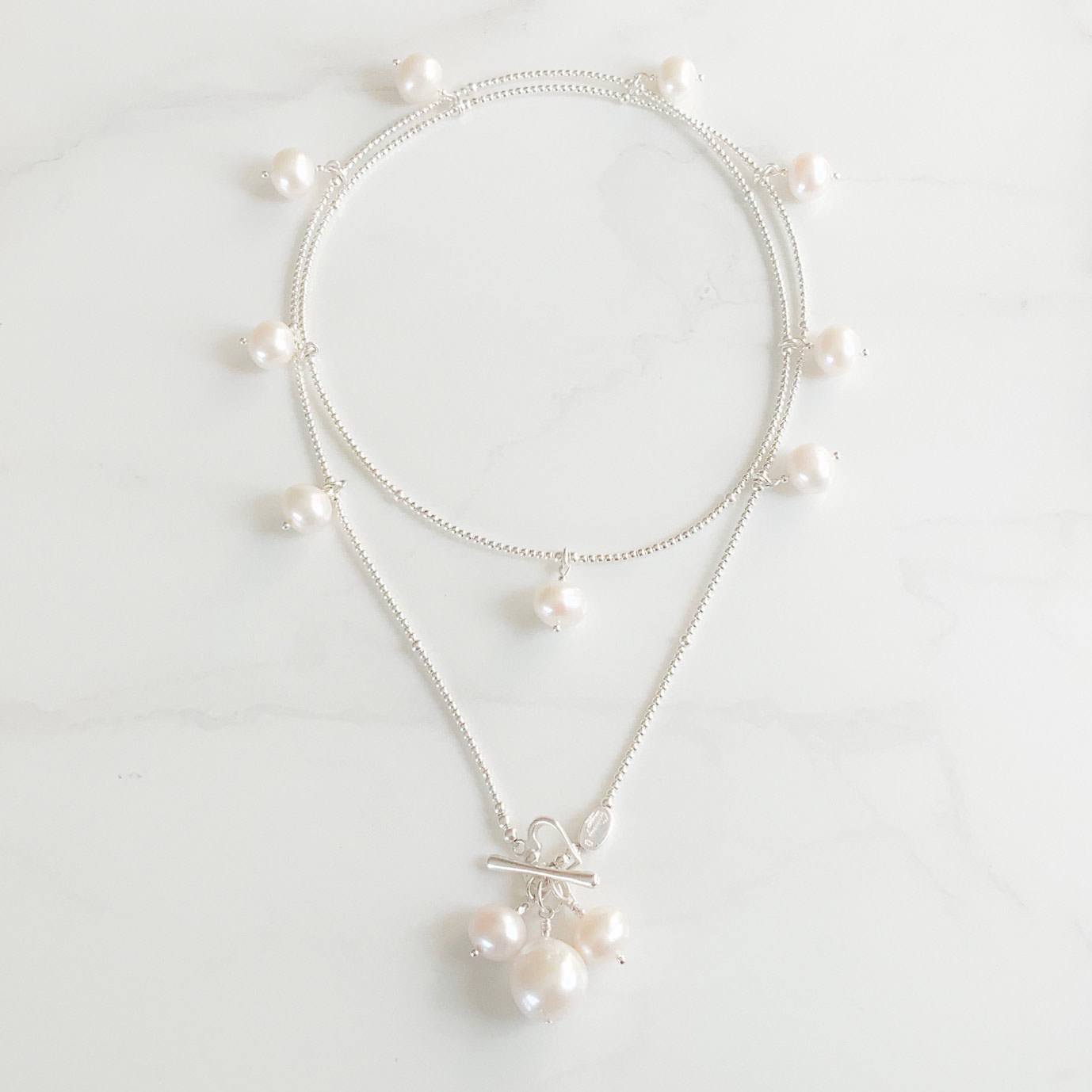 Multi Pearl Bobble Lariat