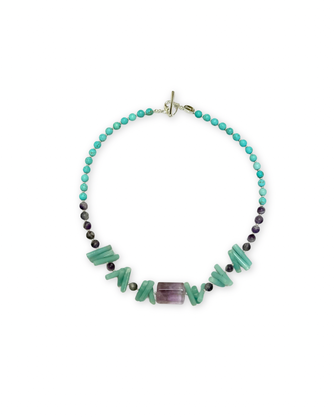 AMETHYST & AMAZONITE CHUNKY NECKLACE