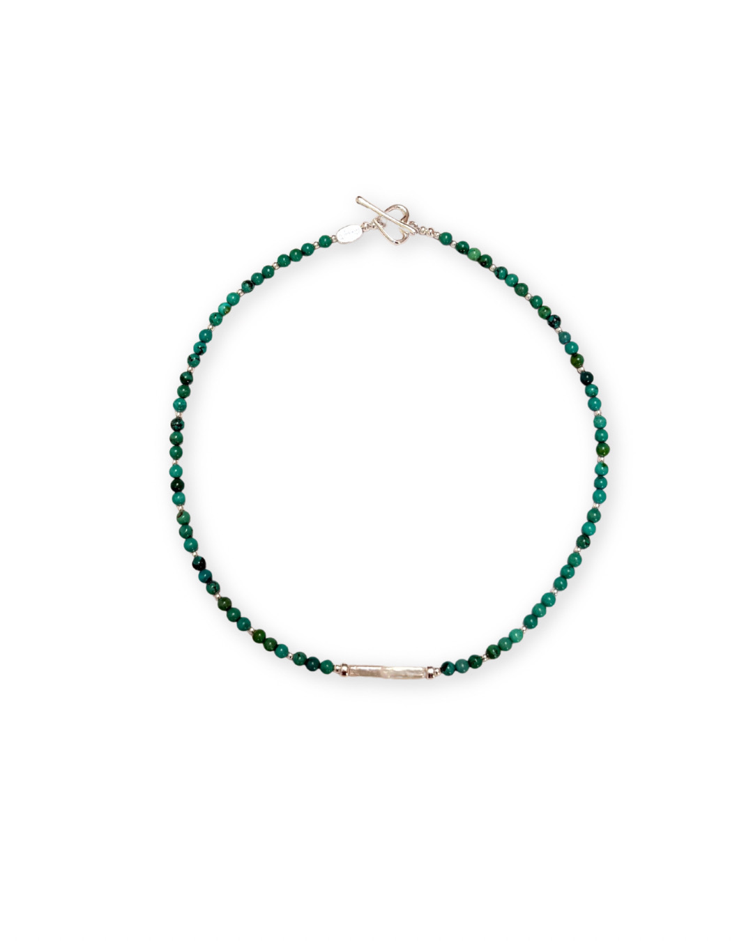 TURQUOISE & BIWA PEARL BEADED NECKLACE