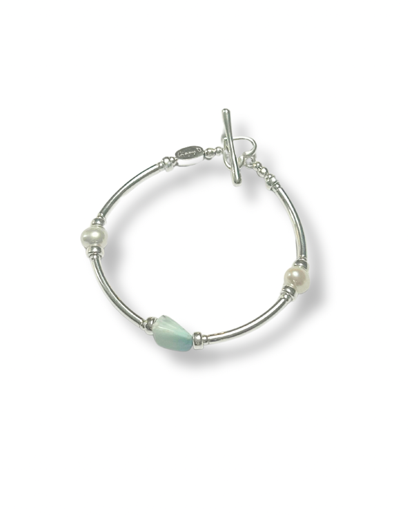 Larimar & Pearl Curve Bracelet