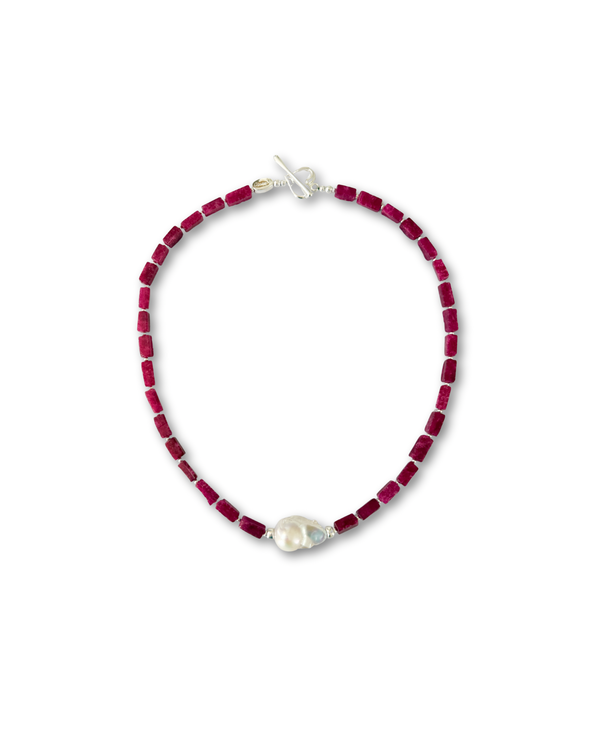 Ruby & Baroque Pearl Necklace